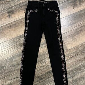 American Eagle Black Jeans with Studded Details